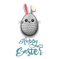 Happy Easter. Rabbit in the form of a golf ball