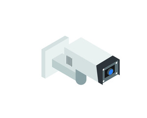A vector of security camera on isolated white background. Home, office security and internet of things item concept.