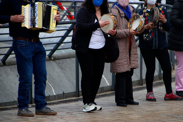 Basque folk musicians in the street