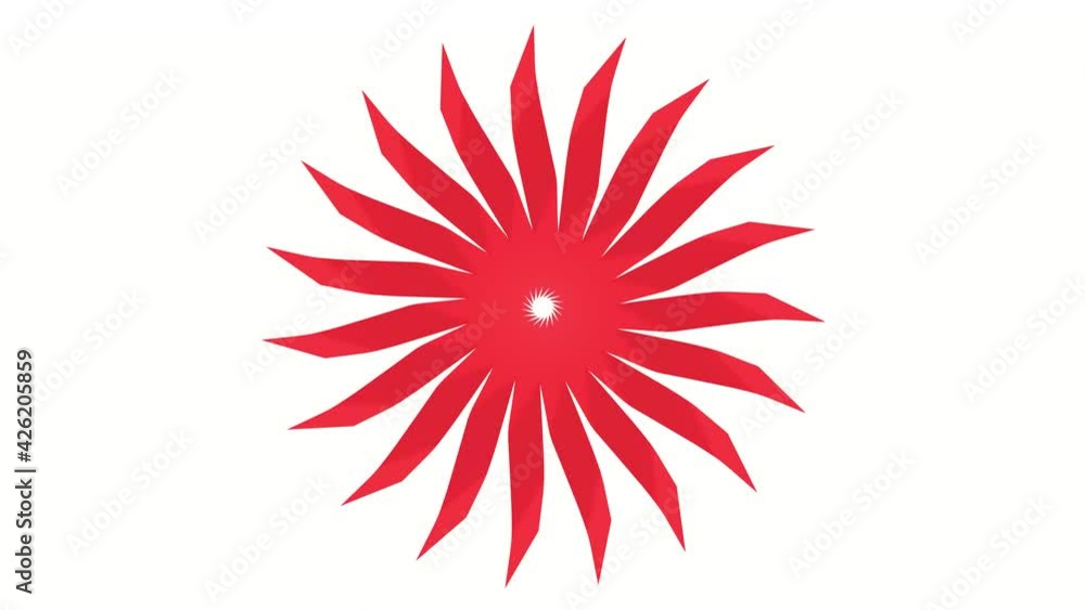 Poster red rotating abstract pattern of lines and stripes. the possibility of looping. 3d rendering animati
