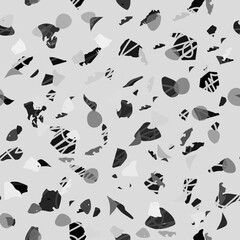Terrazzo seamless pattern. Black and white classic