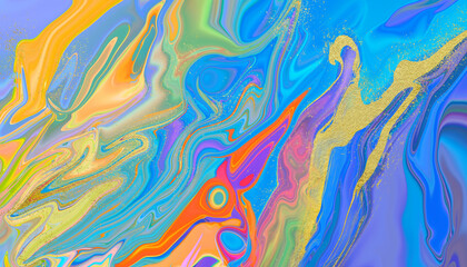 Abstract multi-colored liquid background with texture.