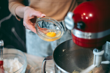 The baking process of baking pies and cookies in the kitchen