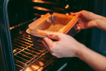 The baking process of baking pies and cookies in the kitchen © Hennadii