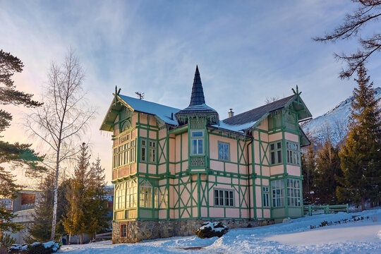 Stary Smokovec, Slovakia - February 13, 2020. Villa Ilona built in 1889 in Stary Smokovec.