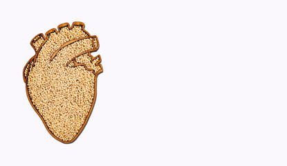 Heart shaped bowl with healthy millet seeds - healthy cereal