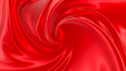 Beautiful flowing fabric of red wavy silk or satin. 3d rendering image.