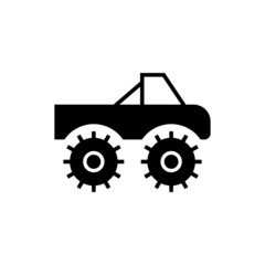 Fototapeta premium monster car icon, monster truck symbol in solid black flat shape glyph icon, isolated on white background
