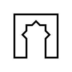 Mosque Door Line - Vector Flat Design Illustration : Suitable for Islamic Theme and Other Graphic Related Assets.