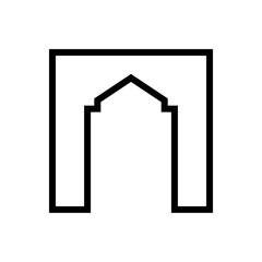 Mosque Door Line - Vector Flat Design Illustration : Suitable for Islamic Theme and Other Graphic Related Assets.