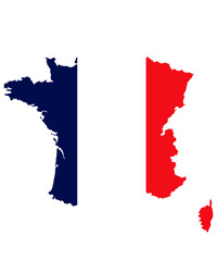 Shape of France with french flag. Version 2. Transparent vector