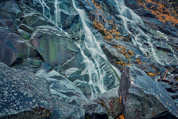Beautiful Nardis waterfalls in Val di Genova, Adamello-Brenta Natural Park  in the northern Italy