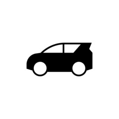 hatchback car icon in solid black flat shape glyph icon, isolated on white background