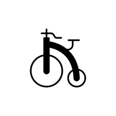 Old Bicycle icon, old, vintage bicycle symbol in solid black flat shape glyph icon, isolated on white background © hilda