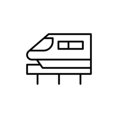 monorail train icon in flat black line style, isolated on white background