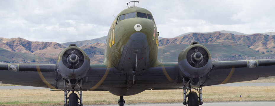 Douglas C-47 Skytrain 'Betsy's Biscuit Bomber' taxiing, Chino Airport, California, May 7, 2017. 