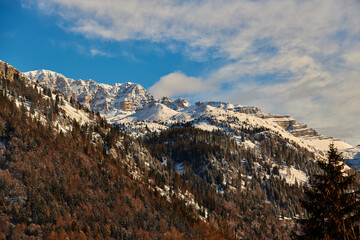 Ski resort Madonna di Campiglio.Panoramic landscape in the autumn time of the Dolomite Alps in Madonna di Campiglio. Northern & Central Brenta mountain groups,Italy