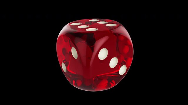 Rotating red dice on a transparent background. Poker, casino. Looped 3D animation. ProRes 4444 - Powered by Adobe