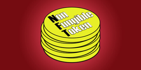 NFT Non-fungible token illustration art design.