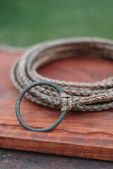 close up of rope on a board