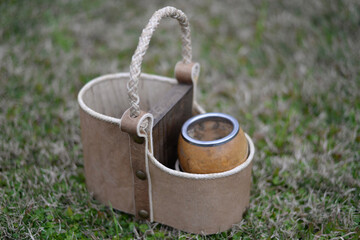 old tin can on grass