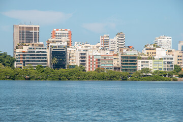 view of rodrigo de freitas lagoon in rio de janeiro.