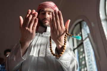 muslim prayer inside the mosque in namaz worship Allah