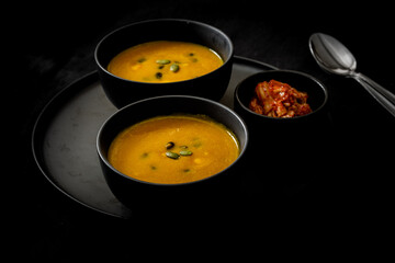 Korean pumpkin soup with red bean