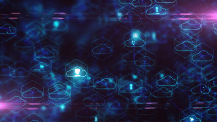 Obraz premium Cloud computing artificial intelligence AI information technology of internet of things IOT and big data - 3D Illustration Rendering