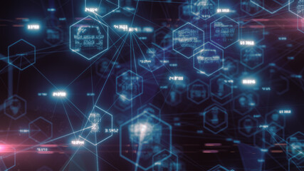 Cloud computing artificial intelligence AI information technology of internet of things IOT and big data - 3D Illustration Rendering