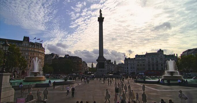 Timelapse Of Crowded Trafalgar Square In London  Shot In 4k