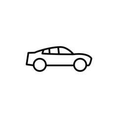 sedan icon, Auto, automobile, car, vehicle symbol in flat black line style, isolated on white background