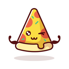 Cartoon pizza slice illustration set.
