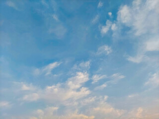 The sky with thin clouds in the evening.