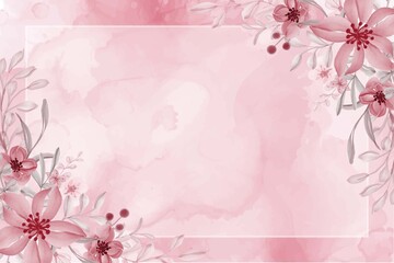 Hand painted watercolor flower pink background