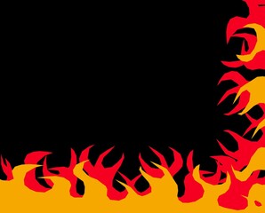 黒背景の湧き上がる炎の枠