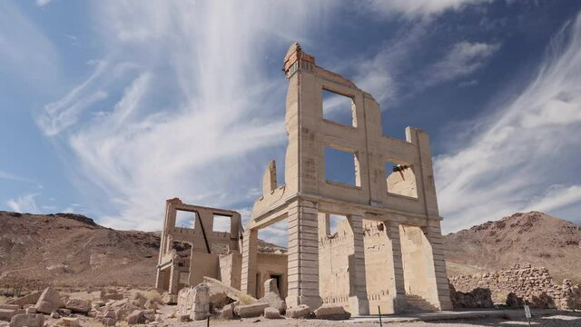 Sunny view of the abandon building in Rhyolite area