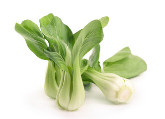 Beautiful Bok choy chinese cabbage or Qing geng cai isolated on white with natural shadows