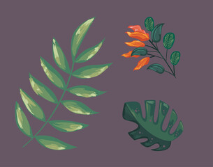 leaves symbol set
