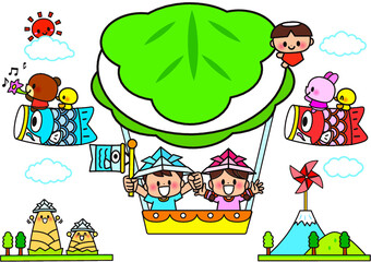 こどもの日　かしわもち　かわいい