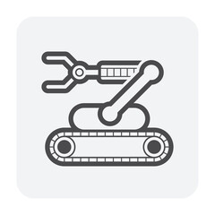 Robotic arm, industrial robot system vector icon. Consist of mechanical arm, electronic, hydraulic. Control by automation technology. For industry i.e. assembly, manufacturing, cnc, production process