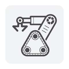 Robotic arm, industrial robot system vector icon. Consist of mechanical arm, electronic, hydraulic. Control by automation technology. For industry i.e. assembly, manufacturing, cnc, production process
