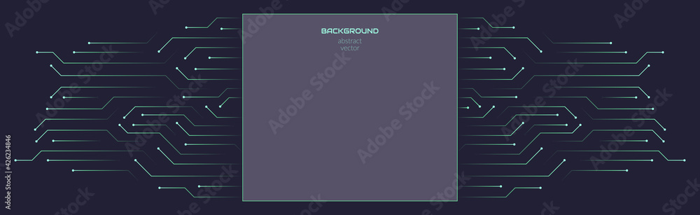 Wall mural vector abstract background on the theme of digital technology, future, cyberpunk. dark background wi