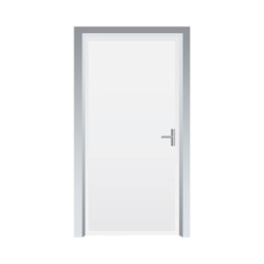 Classic closed door white. Interior concept. Stock image. Vector illustration. EPS 10.