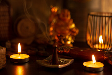 burning candles in church