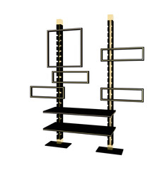 和風小物を展示する什器の3dレンダリング