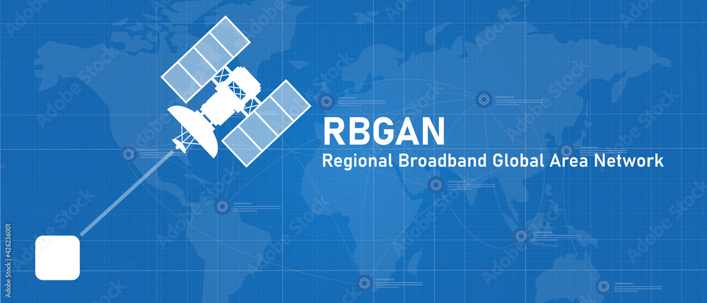 Poster bgan regional broadband global area network line of sight internet connection with satellite