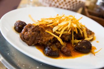 Catalan stew with raisins and plums. High quality photo