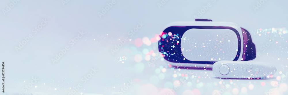 Aufkleber remote control in the background of glasses for virtual reality and 360-degree video on a technologi
