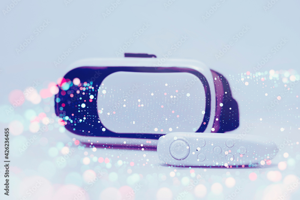 Aufkleber remote control in the background of glasses for virtual reality and 360-degree video on a technologi